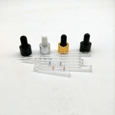 China Non Spill Aluminum Dropper Caps Glass Pipettle With Silicone Bulb Rubber Bulb for sale