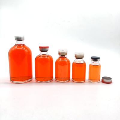 China China factory direct sale 10ml 50ml 100ml pharmaceutical glass antibiotic bottle with rubber stopper and aluminum flip caps for sale