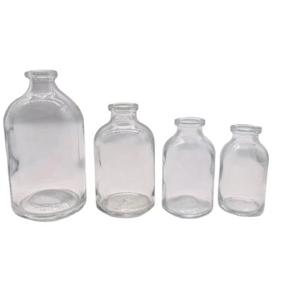 China Medicine factory sale 100ml 50ml 30ml 20ml 10ml molded injection vial glass bottle medicine bottle with rubber and aluminum cap for sale