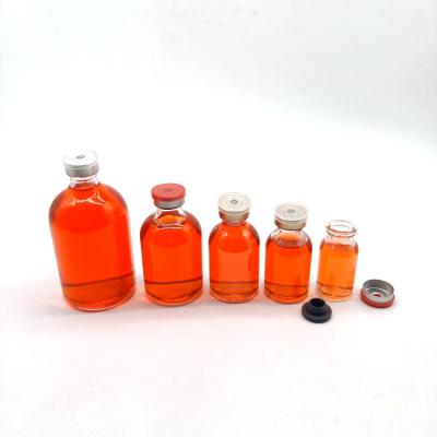 China Shandong factory direct sale 10ml 20ml 50ml 100ml glass antibiotic bottle of medicine with rubber stopper and aluminum flip caps for sale