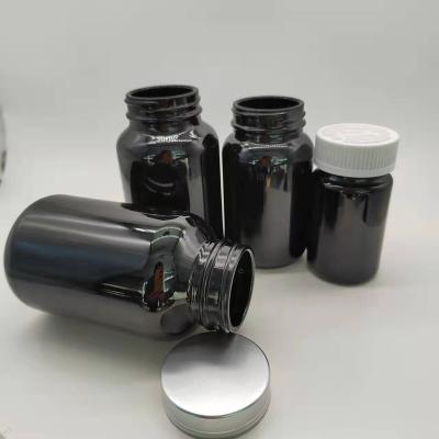 China Empty Medicine 75ml 150ml 200ml 250ml Black Capsule Medicine Glass Pill Bottles Packaging for sale