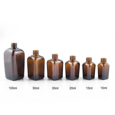 China Personal Care 100ml Amber Color Glass Square Essential Oil Bottle Empty Dark Personal Care Bottle China Factory Sale for sale