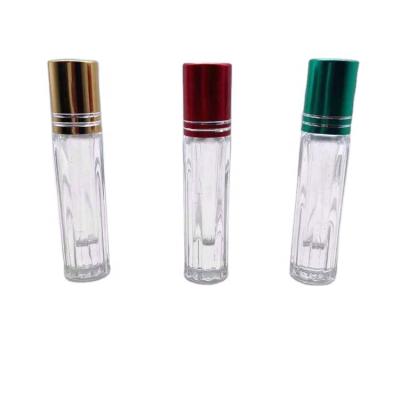 China Cosmetic Factory Direct Sale 4ml Empty Grain Essential Oil Roll Up Clear Vertical Glass Perfume Bottle With Cap for sale