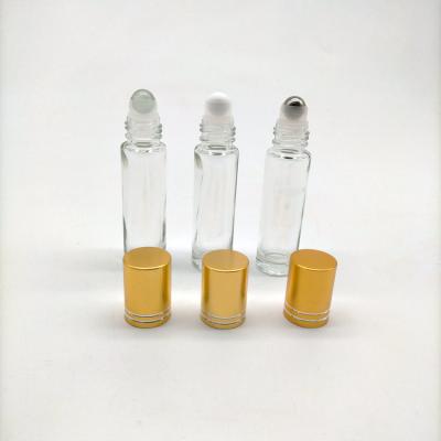 China Factory sale 10ml glass cosmetic empty perfume bottle with plastic rollerball and glass screw cap for sale