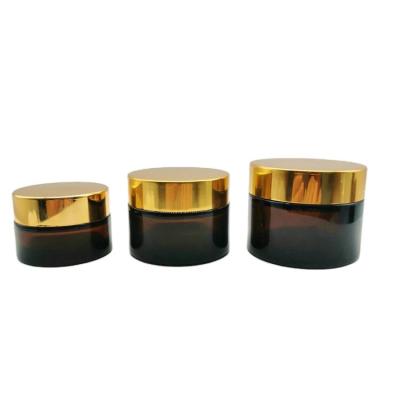 China Factory direct personal care Zibo 20ml 30ml 50ml amber cream jar with gold screw cap for sale