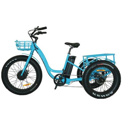 China Bafang Motor 48V 500W Fat E 3 Wheel Tricycle 3 Wheel Electric Trike 48V 500W Aluminum Alloy Tricycles Powerful Tire Offroad Bicycle With CE for sale