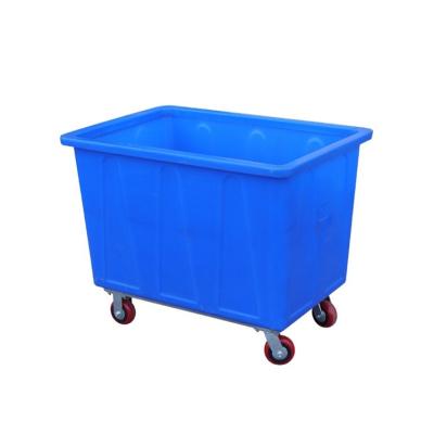 China Hot Selling High Quality Rotating Square Plastic Laundry Hotel Hospital Storage Trolley For Hospital Clothes Recycling for sale