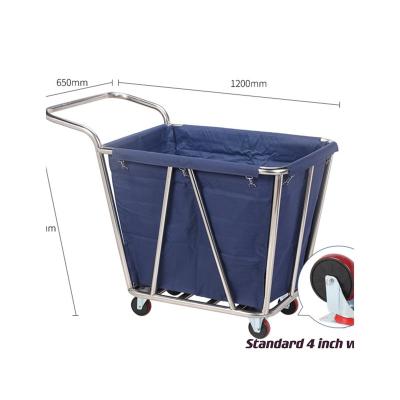 China Factory discount price hotel hospital factory discount sale dirty heavy duty thickened stainless steel laundry cart with wheels for cleaning for sale