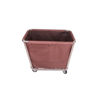 China Hot Selling Stainless Steel 0.45mm Tube Heavy Duty 6 6' Wheel Laundry Trolley Hospital Hotel Laundry Trolley For Room Clean Cleaning for sale