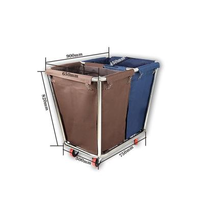 China Durable Canvas Laundry Hotel Hospital Discount Stainless Steel Laundry Cart For Hotel Recycling Cleaning for sale