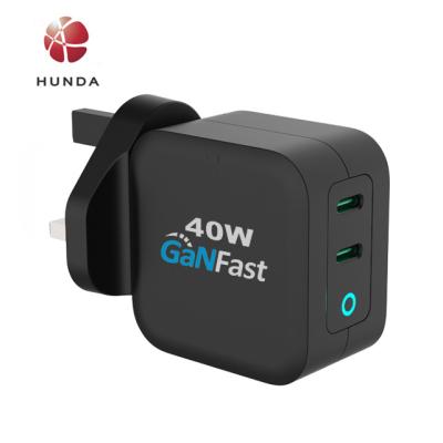 China Portable Multi 40W USB Wall Port Phone and Laptop Charger GaN Charger US/EU/UK/Japan/Korea for sale