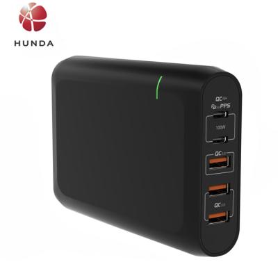 China Phone Multi-port 5 Port USB C Charger 100W Palladium QC4.0 3.0 Fast Charging Station for Phone and Laptop for sale