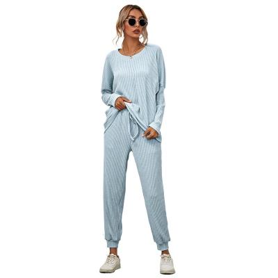 China Designer Salon Wear QUICK DRY Women Set Active Long Sleeve Loungewear Pants Two Piece Set for sale