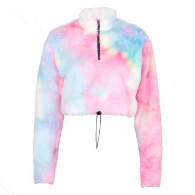 China newcomer Anti-wrinkle dye tie hoodies no tie pocket streetwear loose dye hoodie custom long sleeve crop top for sale