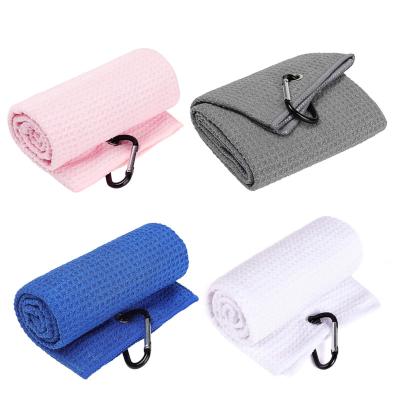 China Viable Microfiber Loop Waffle Weave Hanging Quick Dry Golf Towel for sale