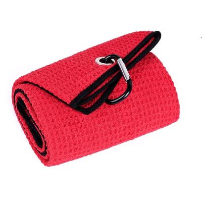 China Sustainable Fine Performance Polyester Microfiber Waffle Weave Golf Towel for sale