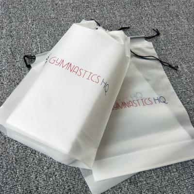 China Recyclable Customized Logo Promotional Poly Bags Plastic Drawstring Frosted Tote Bag for sale