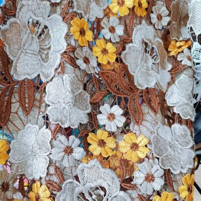 China Flower Hollow Fabrics Lace Water Soluble Embroidery Metallic Women's Lace Accessories Home Furniture for sale