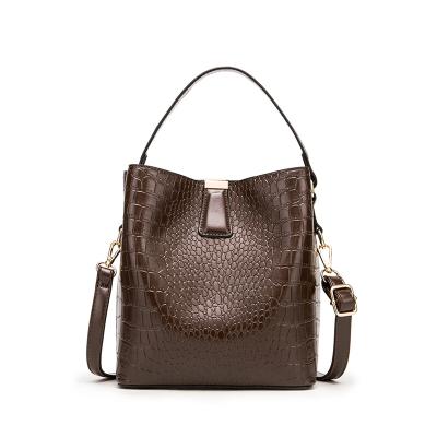 China High Quality Bestselling Luxury Alligator PU Leather Bucket Bag Cross - Wholesale Body Bag Bucket Shape Woman Bags Handbag Suppliers for sale