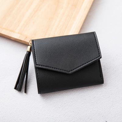 China Waterproof Women's Triple Wallet Small Mini Leather Wallet Credit Card Holder With Snap Closure for sale