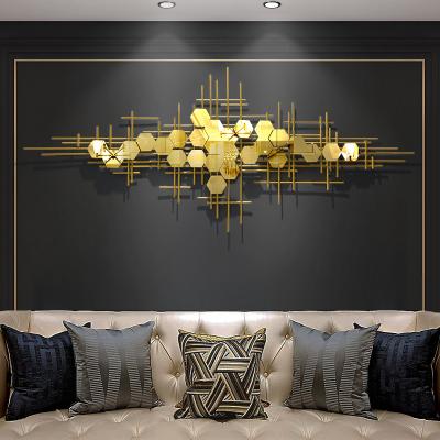 China Other Iron art wall decoration pendant light luxury sofa background painting living room metal three-dimensional wall hanging for sale