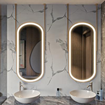 China Other Holever elliptical mirror ceiling hanging luminous mirror Hotel bathroom for sale