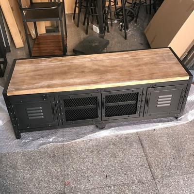 China Other American retro industrial iron art solid wood TV cabinet shelf frame living room display cabinet storage cabinet to do the old for sale