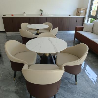 China Other Light luxury sales office to discuss tables and chairs combination after modern rock board small round Negotiate the table for sale