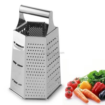 China Sustainable 6 Sides Vegetable Slicer Stainless Steel Cutting Tool For Kitchen Hand Held Cheese Grater for sale