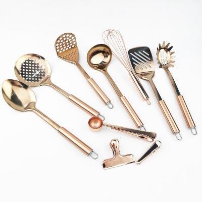 China Sustainable Gold 10-Piece Gold Plated Stainless Steel Kitchen Cookware Tool Set-Kitchen Utensils Cooking Tools for sale