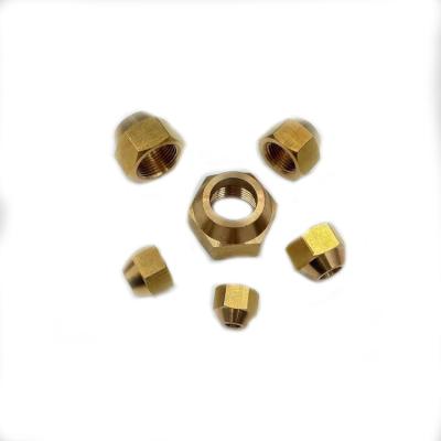 China Home Spare Part Brass Factory Air Conditioner Fittings Nut High Quality Refrigeration Flare Nut Brass Nut for sale