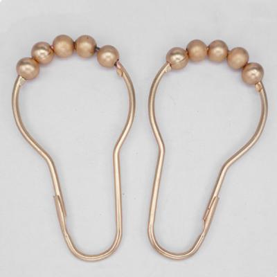 China Polished Nickel Shower Curtain Ring Rust Resistant Metal Shower Curtain Hooks For Bathroom for sale