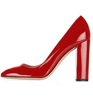 China Lightweight Women Pumps Led Toe Chunky Block 12cm High Heels Pumps for sale