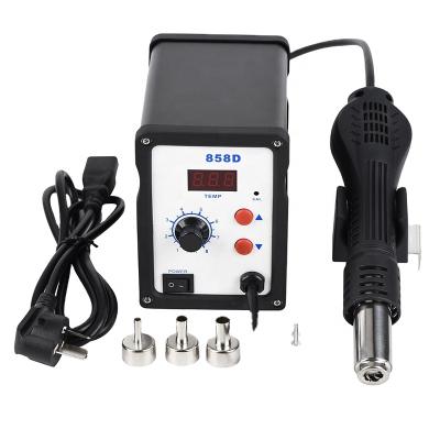 China Digital soldering and desoldering station 858D electric soldering irons and air hot gun 2 in 1 for mobile phone repairing rework desoldering station for sale