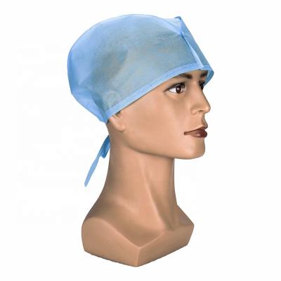 China Machine Made Non Woven Disposable Nonwoven Surgical Cap With Ties Surgeon Cap for sale