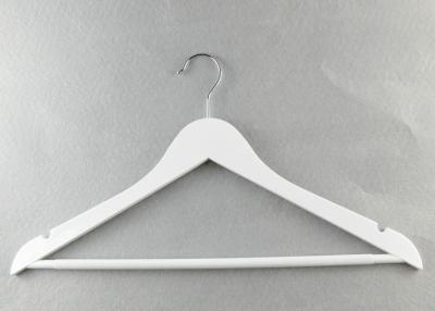 China PUC Material White Plastic Clothes Hangers Anti - Slip Logo Printed Available for sale