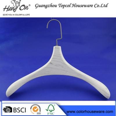 China Fashion Female Coat White Plastic Hangers With Nickeling Square Hook for sale