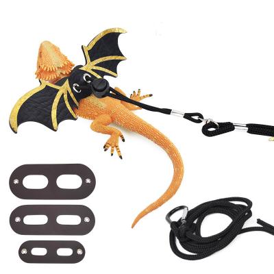 China Sustainable Adjustable Lizard Leash Bearded Dragon Harness Cool Leather Wings Safety Walking Leash for sale