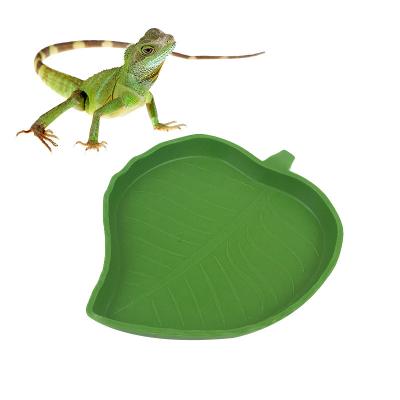 China Sustainable Leaf Shape Reptile Feeder Green Reptile Food and Water Bowl Food Dish Plate for Lizards Tortoises Turtle Aquatic Pet Supplies for sale