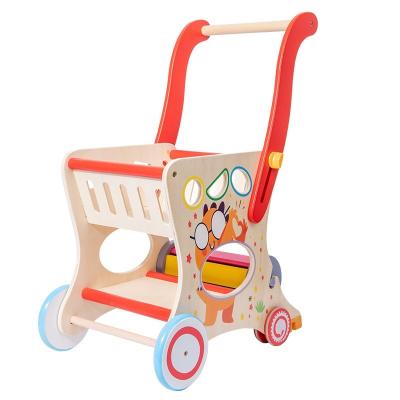 China Safe The Most Popular Educational Wooden Toys For Children Gray Cute And Interesting Shopping Cart Toys for sale