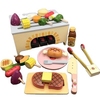 China Environmental Material Hot wood happy cut toy grill play house little princess toy girl birthday simulation cake toy for sale