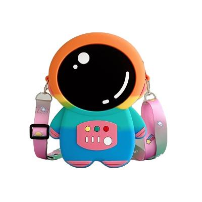 China Cute Best-selling astronaut press character press Le Crossbody coin purse puzzle children's entertainment cartoon silicone bag for sale