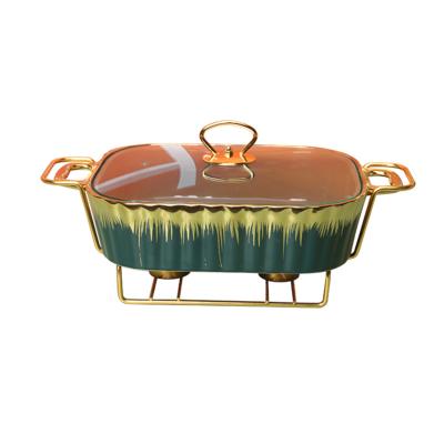 China Ceramic hot pot sideboard from ceramic manufacturer direct sale with glass cover for sale