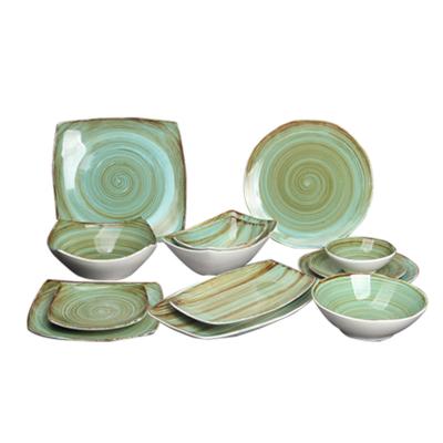 China Wholesale Hand Painted Ceramic Serving Bowl Dish Viable Professional Color Workmanship Avocado Dinner Set for sale