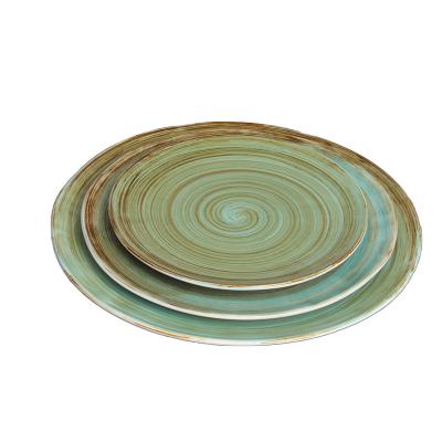 China Viable Avocado Porcelain Breakfast Dinner Set Royal Pasta Serving Circle Cheap Hand Painted Line The Pasta Dish Ceramic Dishware for sale