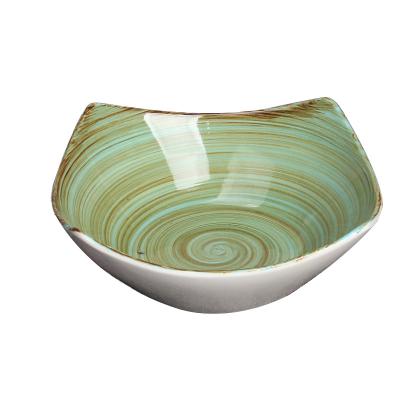 China Sustainable Goods Using Cheap Price Butter Noodle Soup Green Rice Ceramic Round Bowl for sale