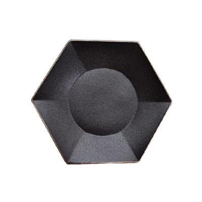 China Variety Sustainable Shapes Wholesale Bulk 9 Inch Hexagonal Frosted Ceramic Black Kitchen Charger Plates for sale