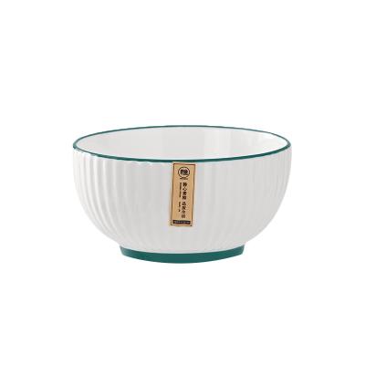 China Green Line Series Viable Wholesale Custom Design Around 4.5 Inch 6 Inch 7.5 Inch Ceramic Rice Noodle Bowl for sale