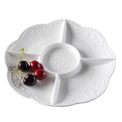 China Sustainable Retro Palace Around Ceramic Restaurant Snack Fruit Dish for sale