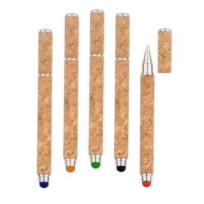 China Normal Promotional Gift Eco-Friendly Cork Pen With Stylus Pen Touch Screen Pens With Colorful Touch Tip for sale